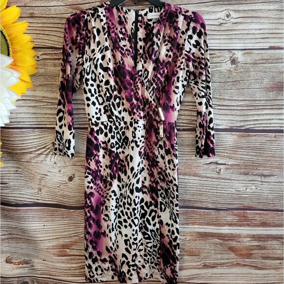 Calvin Klein Cheetah  print dress Woman's 2P Pre-owned - Picture 1 of 8